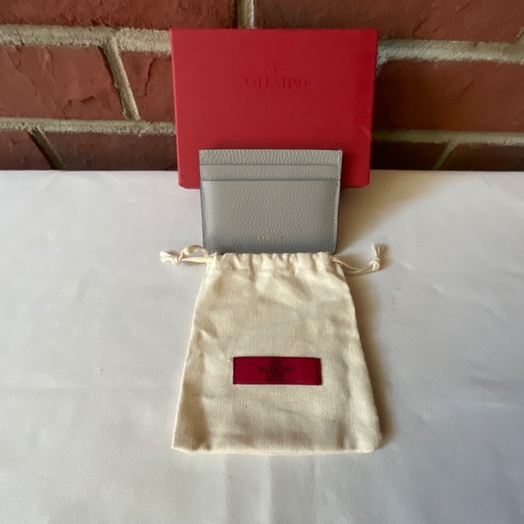 NEW Valentino Garavani Grey Leather Silver RockStud Cards Holder NWT - Picture 6 of 14